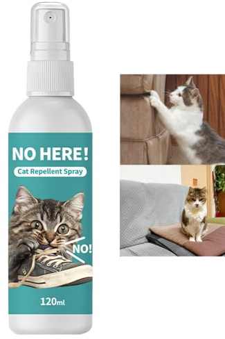 120ML Cat Repellent Spray,Cat Deterrent Spray Indoor & Outdoor Use,Anti Scratch C/at Spr/ay,Stop C/ats Scratching Furniture & Carpet,for Sofas,Carpets,Safe & Effective C/at Training Spr/ay,Easy to Use