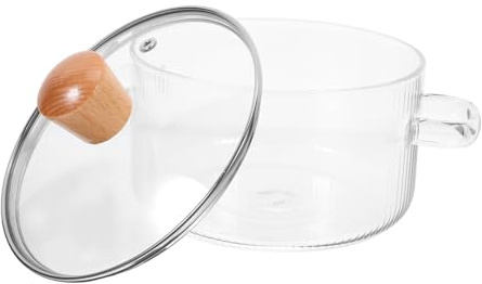FUNNETOYU Marmite Verre Transparent Marmite à Nouilles Casserole Chauffante Pour Lait à Double Poignée Ustensiles De Cuisine