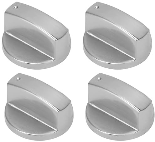 4 Pezzi Manopole Piano Cottura, Pomello per Fornello a Gas, Sostituzione Manopola Fornello Metallo, Universale Gas Stufa Controllo Manopole per Piano Cottura Forno Interruttore Cucina (Argento)