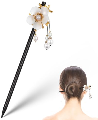 Yardwe Retro Haarspangen aus Perlenglas und Holz Antike Chinesische Haarnadel für Festliche Anlässe und Fotoshootings Haaraccessoires für Damen