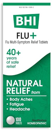 MediNatura BHI Flu + Cold/Flu Symptoms - Cold/Flu Symptom Relief Tablets for Seasonal Illness - Relieves Head & Body Aches & Fatigue - Fast-Acting, Chewable & Easy-to-Use Tablets - 100 Count