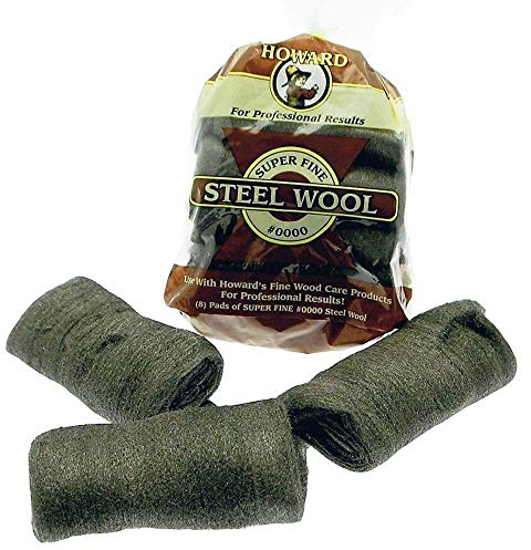 HOWARD 0000 Grade Steel Wool 8x Wire Wool Pads For Cleaning, Finishing and Automotive Prep