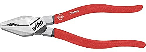 Wiha Kombizange Classic mit DynamicJoint® (einzigartige Gelenkkonstruktion für bessere Kraftübertragung) und OptiGrip (optimaler Halt durch 3-Punkt-Auflage und neu geformte Greifflächen) mit extra langer Schneide (26709) 200 mm