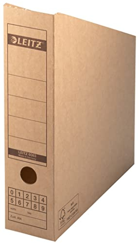 Leitz 60830000 Lot de 10 boîtes d'archives de qualité supérieure pour le rangement et le rangement de magazines et de dossiers au format A4 et US Largeur de dos 80 mm Marron