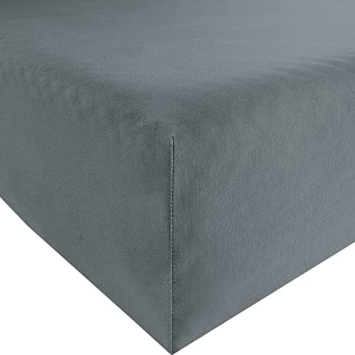 Estella Spannbettlaken Mako-Feinjersey Graphit Größe 120x200 cm - 130x200 cm