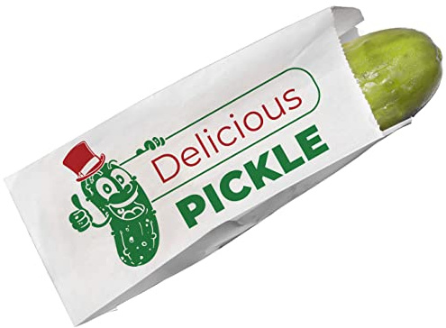 Durable, Retro Design 6.5 in Dill Pickle Bag 200 Pack. Turn Your Party into a Carnival with Classic Vintage Paper Snack Sacks That Keep Pickles Fresh. Mess-Free Bags for Fundraiser or Concession Stand