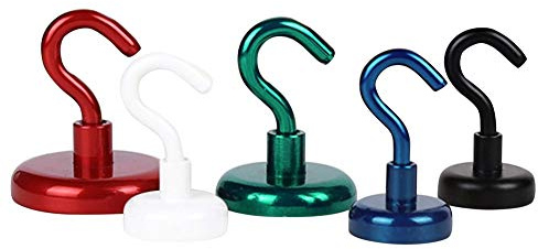Magnosphere 3 x Magnethaken farbig Magnet mit Haken - Ø 20 mm - Neodym (NdFeB) - Haftkraft 12 kg - Topfmagnet mit Haken (Hakenmagnet) - Farben: Rot, Blau, Grün, Schwarz und Gold, Farbe:gold