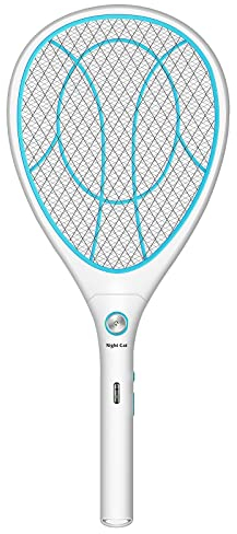 Night Cat Racchetta Zanzare Elettrica：Mosche Insetti Paletta Antizanzare Insetti Elettrica Fly Killer Zapper Swatter 3000V USB Ricaricabile