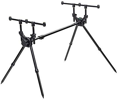 Mivardi Profi Fischerrutenhalter mit Buzzer Bar für 3 Ruten, Schwarz, Kunststoff, Oberflächenmontage, inkl. Tragetasche