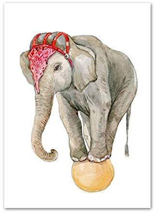 LCSLDW Leinwanddruck，Nette Zirkus Elefant Kinderzimmer Wandkunst Leinwand Malerei Nordic Poster Und Drucke Tiere Wandbilder Baby Kinderzimmer Wohnkultur, 60X80Cm Ohne Rahmen