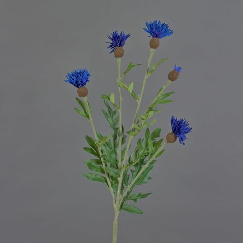 artplants.de Kunstblume Kornblume ORTIGO, blau, 60cm - Kunststoffblume/Zyane künstlich/Kornblumen Deko