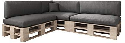 sunnypillow Palettenkissen für Palettenmöbel - 8er Set - Palettenauflage für Palettensofa für Haus Garten - Palettenpolster mit abnehmbarem Bezug für Europaletten - Rückenkissen & Sitzkissen Anthrazit