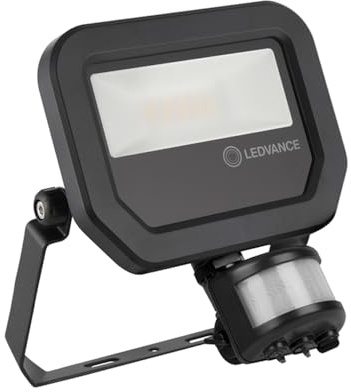 LEDVANCE LED Floodlight Sensor GEN 3 Black 10W 1100lm 100D - 830 Warm White | IP65 - Motion and Light Sensor - Symmetrical