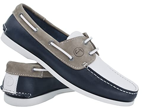 Seajure Herrbåtskor Vendicari marinblå, vit och kamelläder och nubuck, Marinblå vit och kamel, 43 EU
