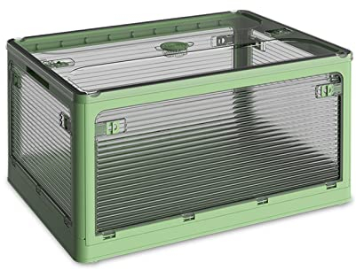 Ergocar Faltbar Auto Kofferraum Organizer mit Räder & Deckel, Transparent Mehrtürigem Auto Aufbewahrungsbox, Kofferraumtaschen, Auto Zubehör für SUV Picknick Camping Zuhause, Grün-XXL