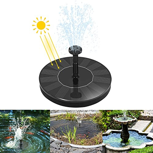 LZQ Fontaine solaire ronde 7 V/1,4 W - Mini fontaine solaire pour l'extérieur avec 4 buses - Pour jardin, salle de bain à oiseaux, étang et piscine (noir type B)