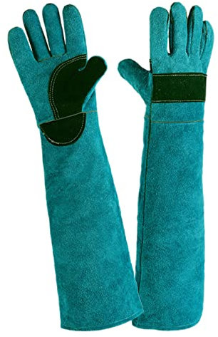 Raxove Bissfeste Tierhandschuhe, Anti-Bissschutzhandschuhe, Leder, Haustier-Trainingshandschuhe, kratzfeste Haustier-Schutzhandschuhe für Tierführer, Hundearbeiter