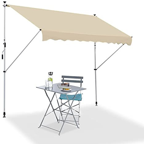REALN Markise Balkon ohne Bohren, Balkon Markise, Markise Wasserdicht, Gartenmarkisen mit Handkurbel (Color : Beige, Size : 78.7in/2m)