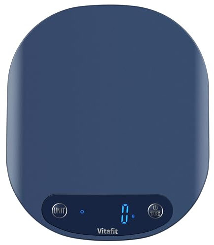Vitafit 15kg Báscula de Cocina Digital, Balanza Cocina Fábrica Profesional DESDE 2001, Peso Cocina con Precisión de 1g/0,1oz, Pantalla LED, 3*AAA Incluidas, Azul