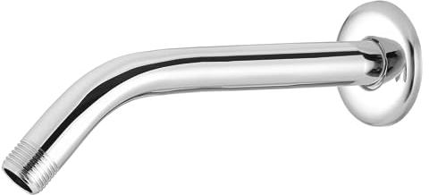 Braccio doccia con flangia e nastro in teflon, Markcco 25 cm, prolunga per soffione fisso e soffione a pioggia, in acciaio inox, montaggio a parete (cromato)