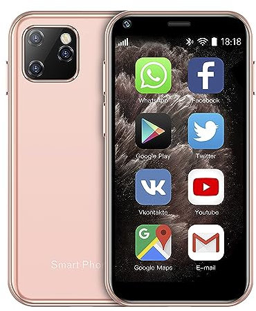 DAM Mini Smartphone XS11 3G, Android, 1GB RAM + 8GB. Pantalla 2,5''.Doble Tarjeta SIM. 4,3x0,9x8,5 Cm. Color: Rosa