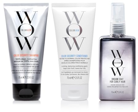 COLOR WOW Dream Curly Travel Size Kit – Color Security Shampoo & Conditioner (2.5 oz), Dream Coat for Curly Hair (2.5 oz), The ultimate curl collection