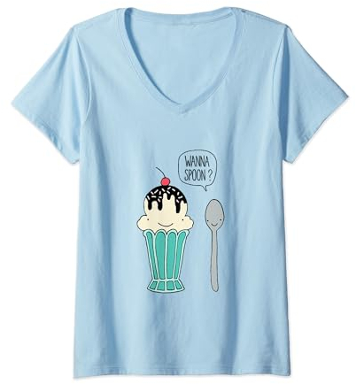 Wanna Spoon Ice Cream V-Neck T-Shirt