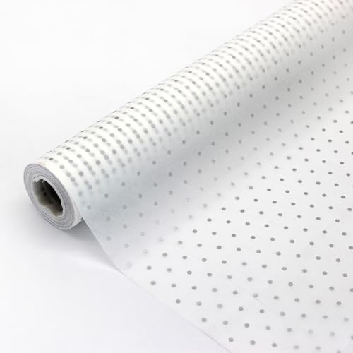 Papel de seda en rollo. Bobina de topo plata 60CM x 50M. Ideal para: Envolver, regalos, packaging de productos, embalaje y Navidad.(Plata)