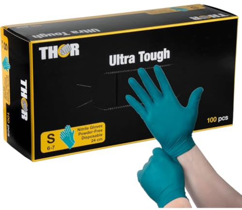 ABENA Green Nitrile Gloves | Size Small | Pack of 100 | High Protection Comfortable Disposable Gloves | Suitable for Cooking, Cleaning and More | Latex Free Gloves | Mechanic Gloves