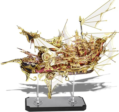 Piececool 3D Puzzle Metall Piratenschiff Drachenboot, 3D Metall Puzzle Segelboot Schiffsset, Modell Schiffs für 340 Edelstahl, Extra Groß, Geburtstagsgeschenk, Modellbausatz Erwachsene, 701 Teile