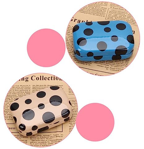 Gatuida 2pcs Lense Case Storage Box Creative Pattern for Girls Travel Eye Care Organizer Mirror Included