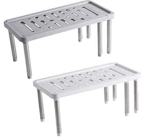 Milisten 2pcs Shelf Kitchen Shelves Multi-function Storage Rack Mini Shelves Expandable Shoe Rack Kitchen Storage Seasoning Organizer Cruet Cupboard Stainless Steel