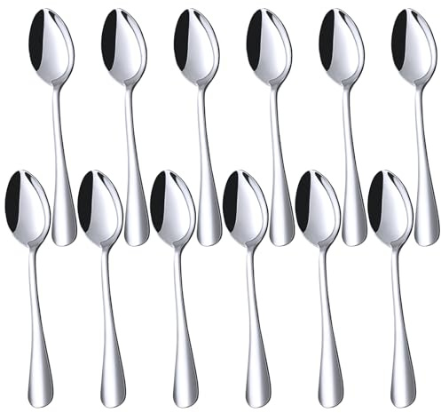 HANSGO Mini Coffee Spoons, 12PCS 4.9 Inch Stainless Steel Demitasse Espresso Spoons for Stirring Coffee, Tea, Hot Cocoa, Sugar, Tasting Desserts & Appetizers, Dishwasher Safe, Perfect Gifts