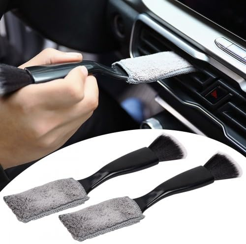Rapidbok 2 Stück Auto Reinigung Pinsel Set mit Doppelkopf, Auto Pinsel Innenraum Detail Pinsel, Autoreinigung Innen Staubpinsel Auto, Weiche Reinigungsbürste Schmutz Staub Saubere