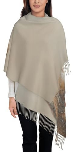 LAMAME Lustiger Schal mit Totenkopf-Druck, Quaste, Fransenschal, Kaschmir-Schal, Schal, Lustige Eule, One size