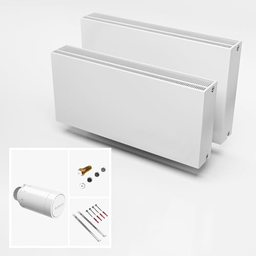 DESIGNO Planheizkörper Kompakt & Ventilheizkörper Typ 33 -BH-600 x BL-1400 | inkl. Buderus Thermostatkopf Logafix BD1 W0 - Ventil - Montagezubehör | Wärmeleistung 3.938 Watt