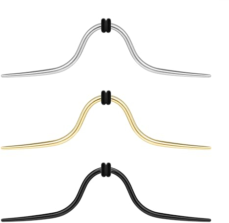 ZS 3 Stück Schnurrbart Septum Ring Nasenring Nasenring Edelstahl Schnurrbart Septum Piercing Aufhänger 14G 16G Schnurrbart Nase Septum Piercing Schmuck für Damen Herren, Edelstahl, Kein Edelstein