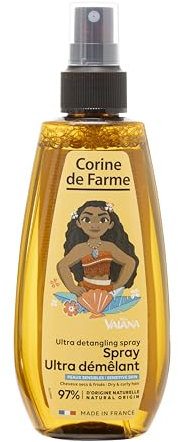 Corine de Farme - Spray Ultra Démêlant Disney Vaiana - Soin pour Enfant - Sans Rinçage - Formulation Clean Beauty, Fabriqué en France - Parfum Coco