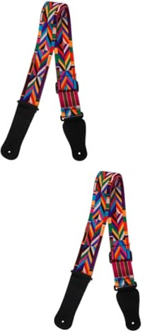 OFFSCH 2 Stück Gitarrengurt Verstellbar Für Den Hals Der Ukulele Bequemes Material Helles Muster Einfach Zu Verwenden