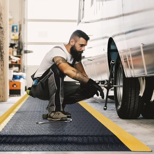 tonchean 3 x 7 FT Anti Fatigue Mats, Extra Thick 15/16 Ergonomic Standing Floor Mat Industrial Working Soft Sponge for Machinist Workshop Garage, Reducing Pressure