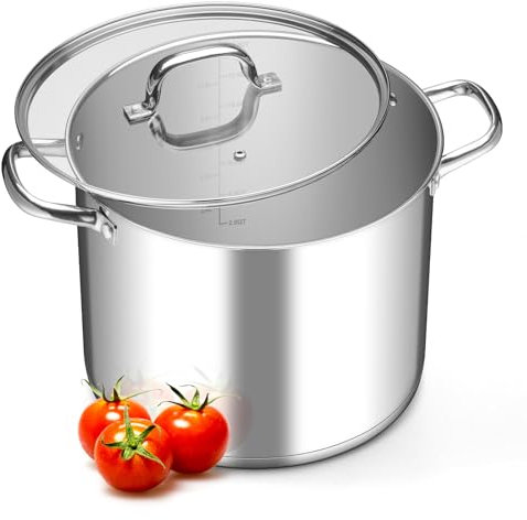 Leonyo 14Qt Stock Pot with Lid, Large Stainless Steel Stockpot for Cooking