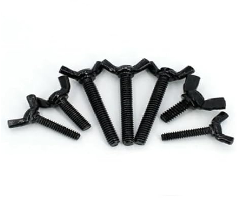 KSeSii 5/10 pièces M4 M5 M6 M8 en Acier avec vis de Serrage à la Main Noires Boulon Papillon vis à Oreilles(25mm(L),M5 (10Pcs))