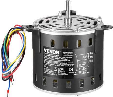 VEVOR Motore per Soffiatore per Fornace 0,15 kW 220 V 1,45 A Motore del Ventilatore della Fornace, 1100 RPM 3 Velocità, Diametro Albero 10 mm Lunghezza Albero 20 mm Condensatore CBB60 8 μF/450 V