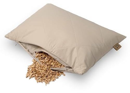 MinkovHOME Cuscino Farro Bio, Ergonomico, Traspirante, Federa in Cotone e Morbido, Supporto Naturale per il Benessere Cervicale, 40 x 80 cm