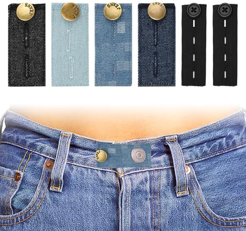 6 Stück Hosenbunderweiterung,Verstellbare Hosenknopf Verlängerung, Hosenerweiterung Schwangerschaft,Knopfverlängerung für Hosen,Elastische Taillenverlängerungen Knopf für Jeans,Röcke und Umstandshose