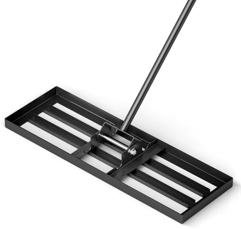 RELAX4LIFE Rastrillo Nivelador de Césped con Mangos Ergonómicos, Empuñaduras Antideslizantes y Cabezales Giratorios 180º para Nivelar y Compostar, Cepillo de Césped para Jardín (75x25cm, Negro)