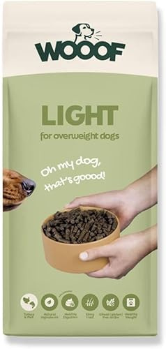 WOOOF Light 14kg kaltgepresstes Hundefutter mit Pute und Fisch | Trockenfutter, leicht verdaulich, ohne Weizengluten