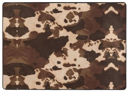 Tappeto moderno per interni, in pelle bovina marrone, per camera da letto e soggiorno, extra morbido e confortevole, perfetto per pavimenti in legno duro, 203 x 147 cm