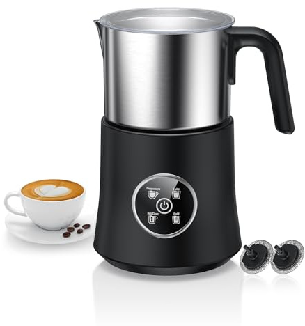 Milk Frother and Steamer, Large Capacity Detachable Electric Milk Frother, Automatic Warm and Cold Foam Maker, Hot Chocolate Maker, BPA Free, Black