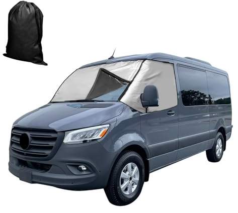 Frontscheibenabdeckung für Mercedes Sprinter 2019-2025, Aktualisierte abnehmbare Oxford und baumwollverdickte Thermo-Windschutzscheibenabdeckung, Windschutzscheiben-Schneeabdeckung, Sonnenschutz